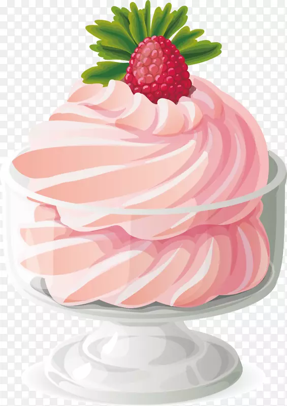 冰淇淋草莓蛋糕.手绘草莓冰淇淋