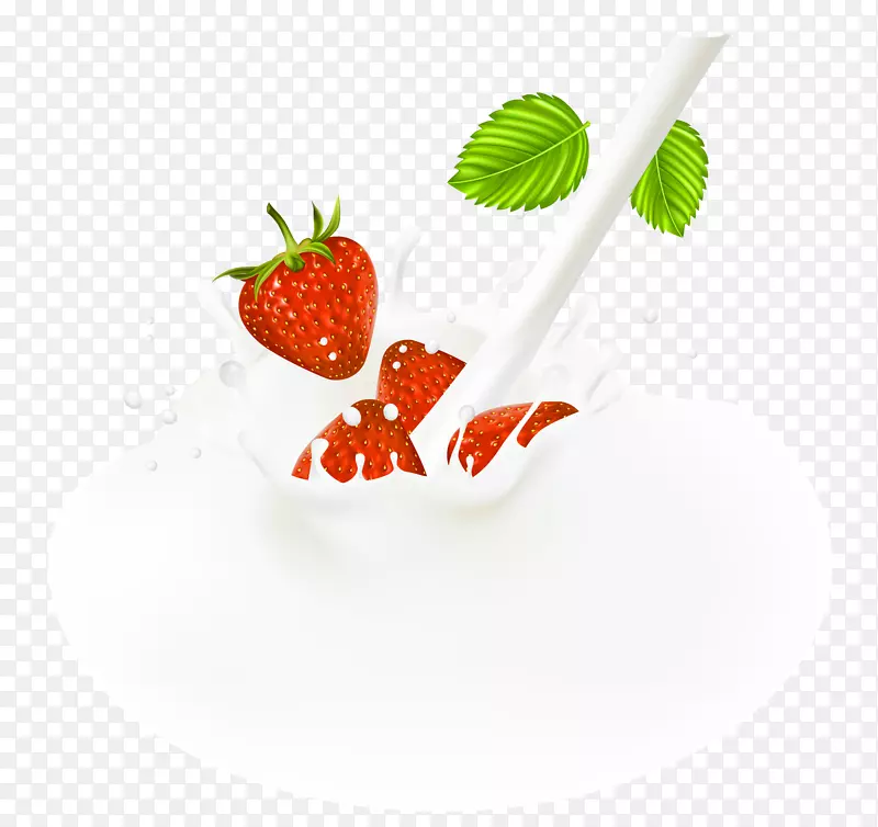 奶昔水果鲜红草莓乳装饰图案