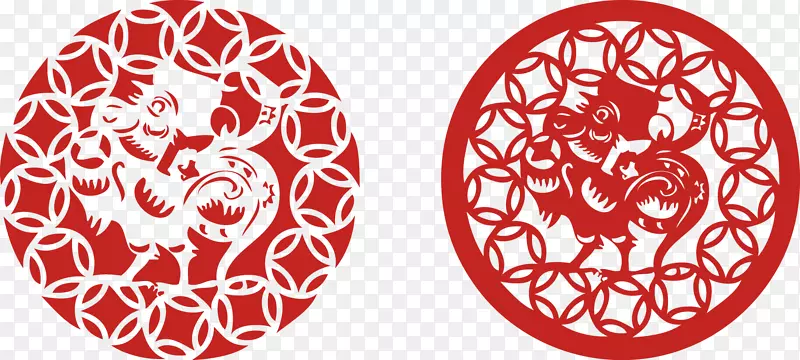 剪纸新年福新年公鸡新年剪纸窗玻璃