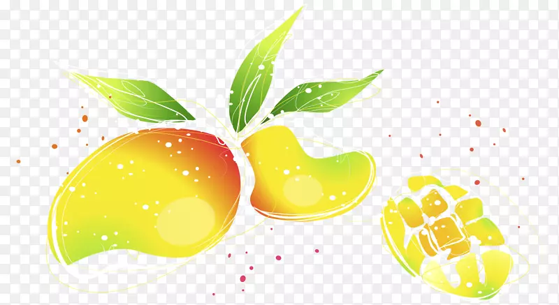 超级食品壁纸.手绘水彩芒果插图