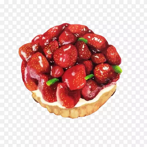 草莓果草莓塔手绘材料图片