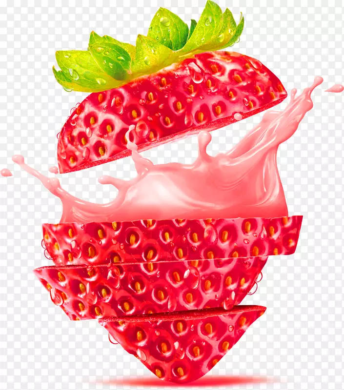 果汁奶昔风味食品-红色条纹草莓装饰图案