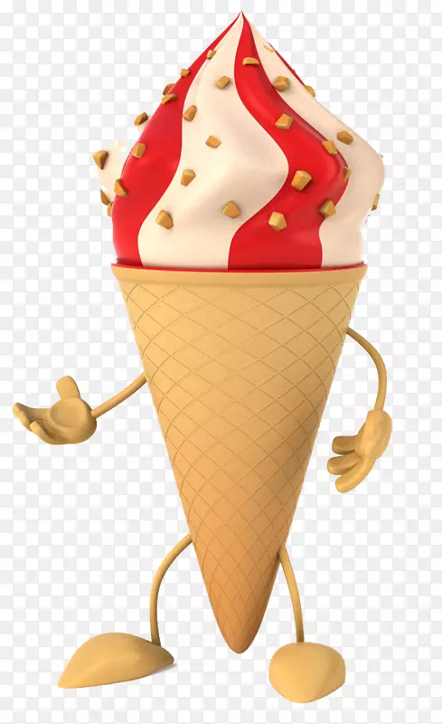 冰淇淋圆锥牛奶草莓美食冰淇淋草莓奶口味免费扣料