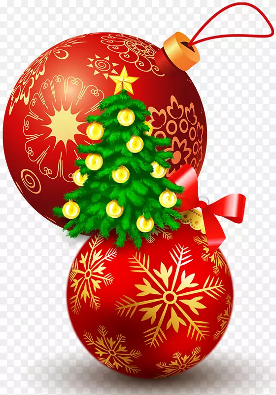 圣诞装饰品，圣诞装饰，圣诞贺卡-圣诞树球和红色礼品印刷