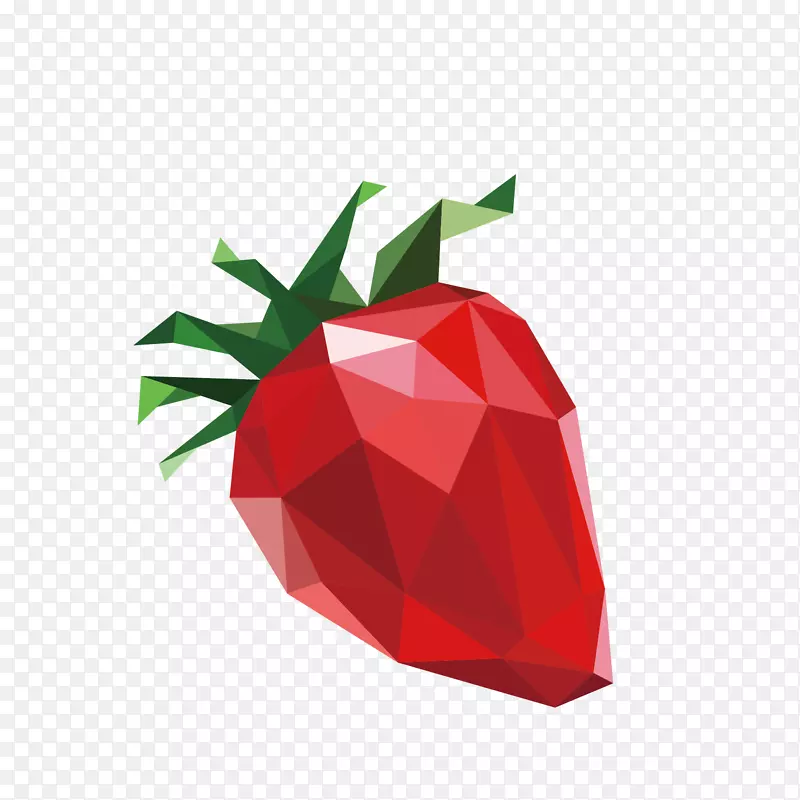 水果多边形几何图形-红色装饰草莓装饰插图