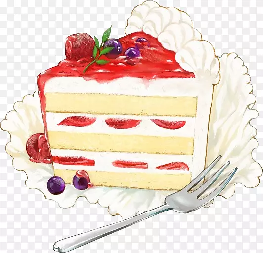 草莓奶油蛋糕，短蛋糕，甜点-蛋糕