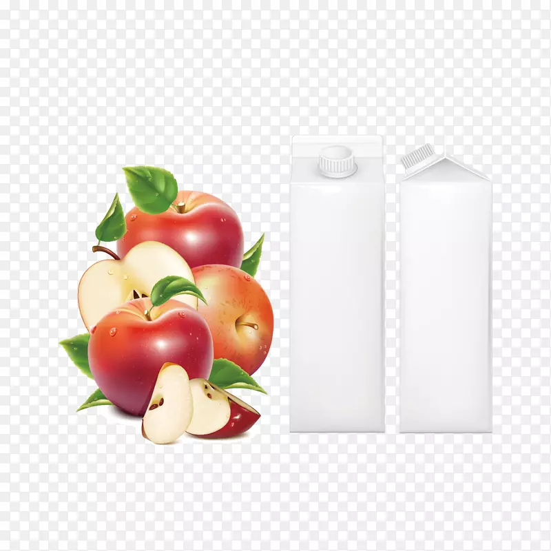 苹果汁包装和标签.载体苹果和瓶子