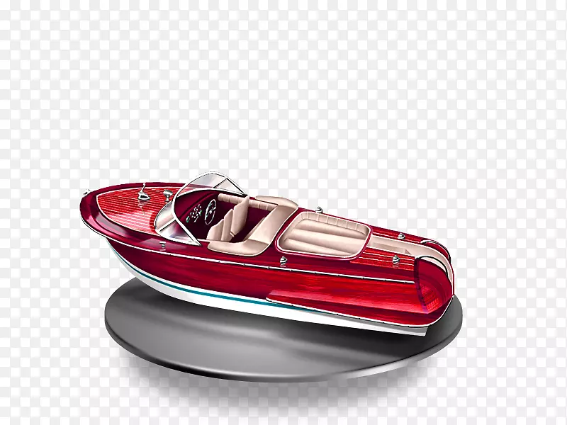 摩托艇.红色简约船装饰图案