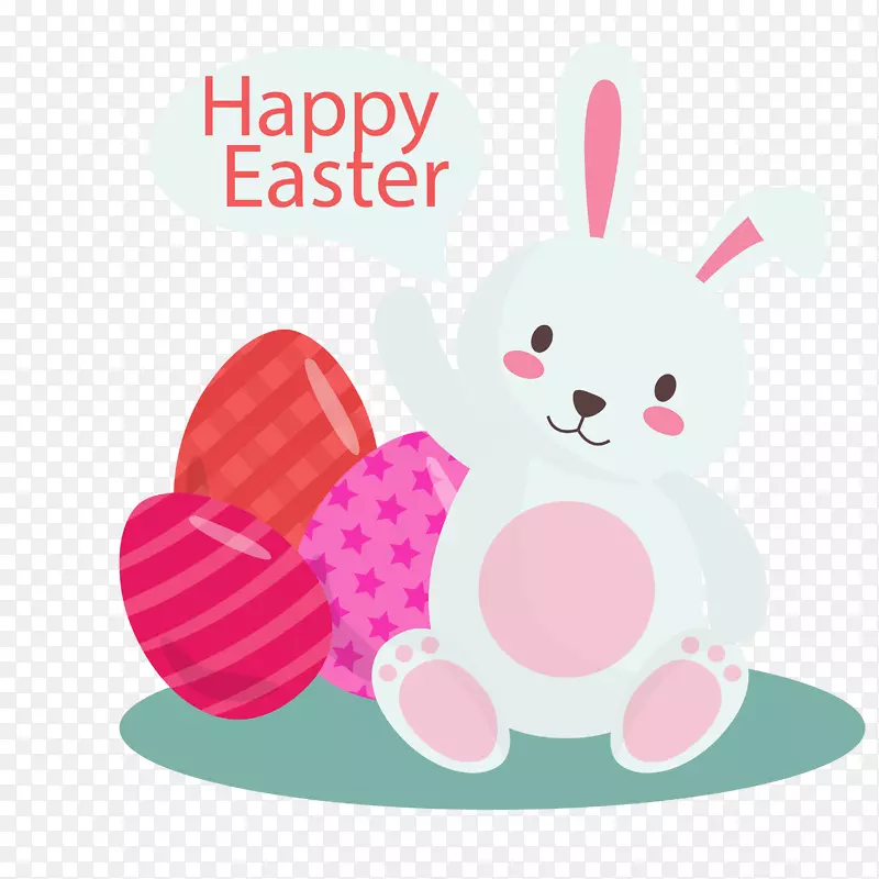 复活节兔子剪贴画-可爱的卡通兔子材料