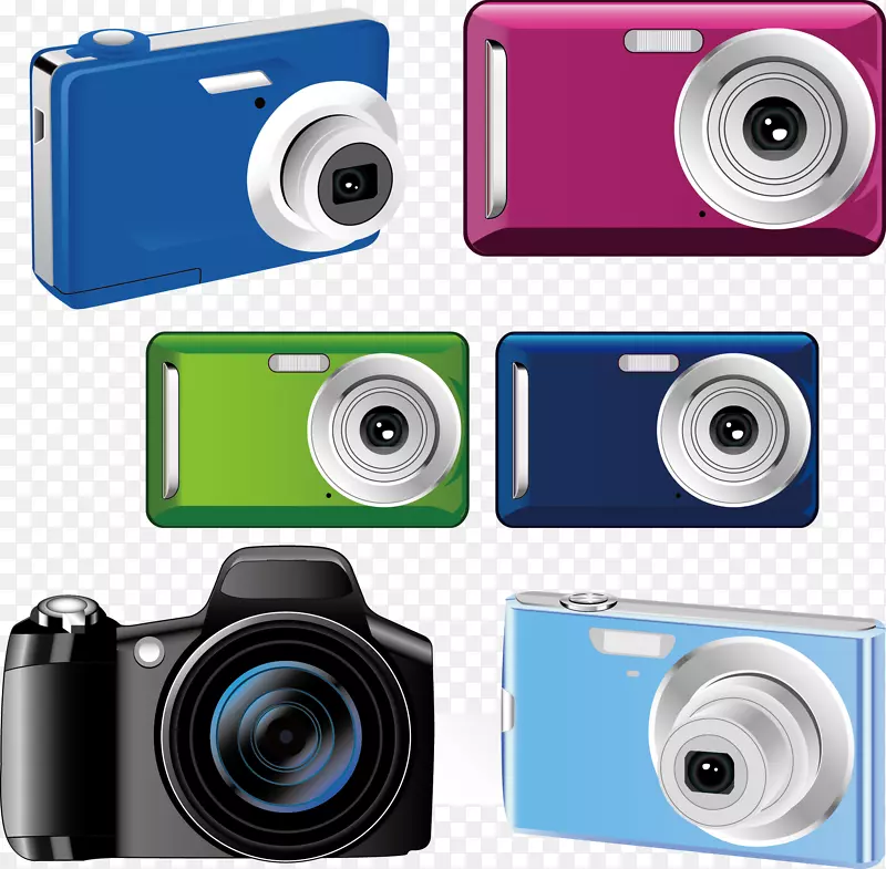 无镜面可互换镜头照相机镜头.不同型号的彩色照相机