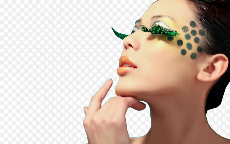 睫毛化妆品模型胭脂化妆绿色睫毛模型
