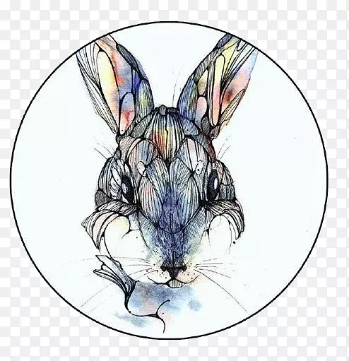 艺术水彩画头像墙纸-水彩兔