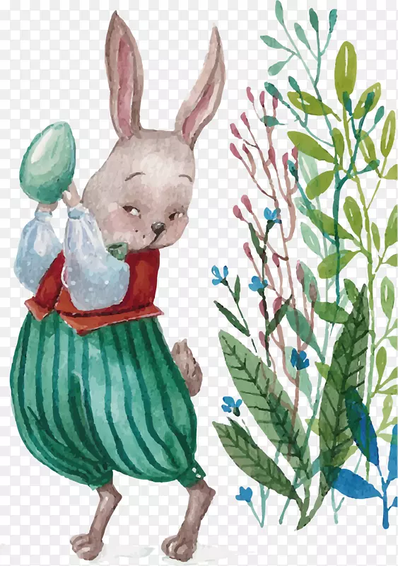 复活节兔子插图-卡通兔