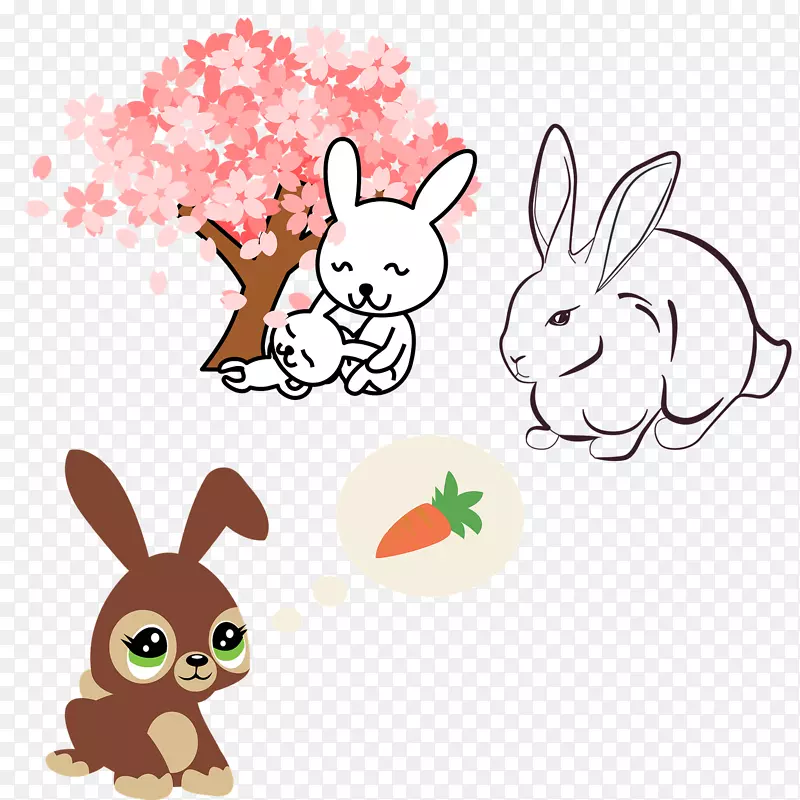 兔子剪贴画-兔子快乐的家庭生活