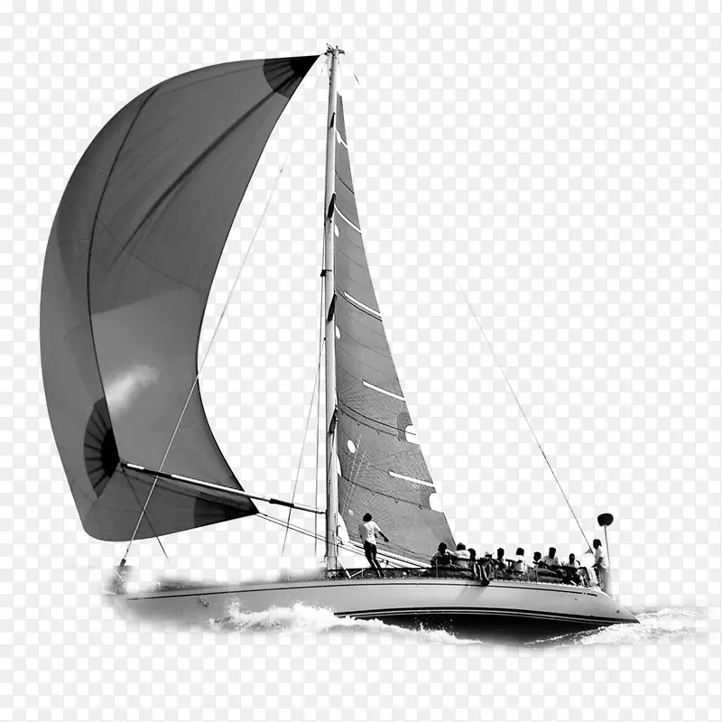 帆船-黑白帆船