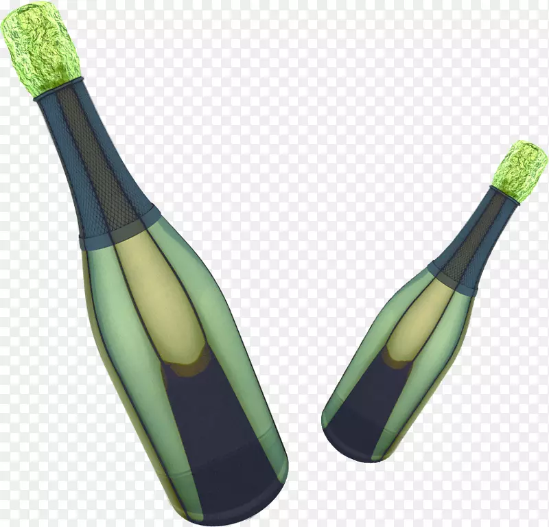 香槟酒玻璃瓶-丽彩绘瓶在海上漂流