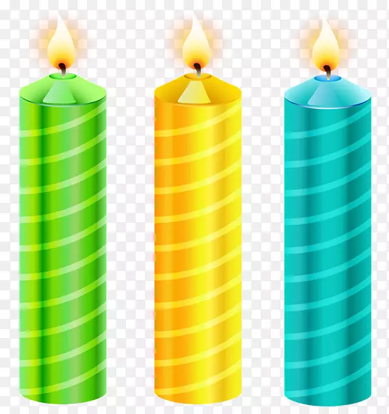 生日蛋糕蜡烛夹艺术-卡通黄色绿色蓝色蜡烛装饰
