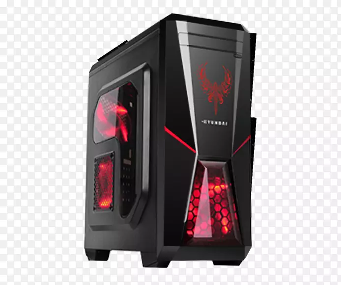 电脑机柜ATX制造.红色图案黑色主机
