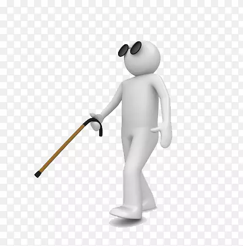 手杖-免费插画剪贴画-一个人用盲杖行走