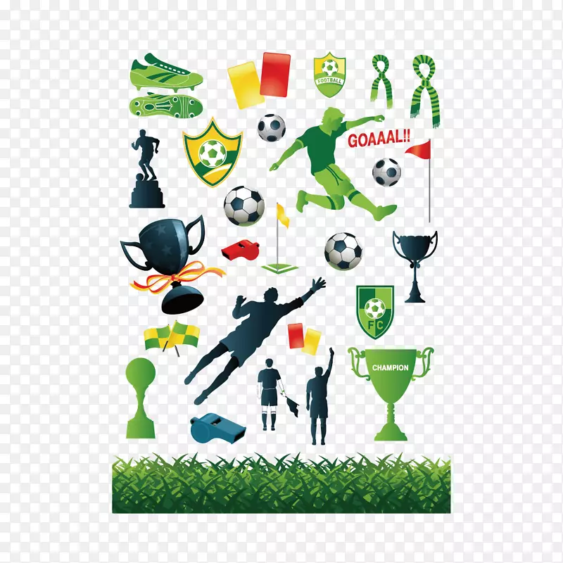 足球运动员免版税标志-奖杯和球员
