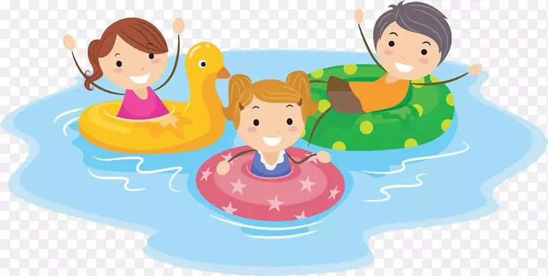 游泳池卡通儿童剪贴画-儿童游泳