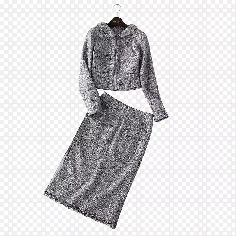时尚灰色黑白袖子连衣裙件灰色冬季