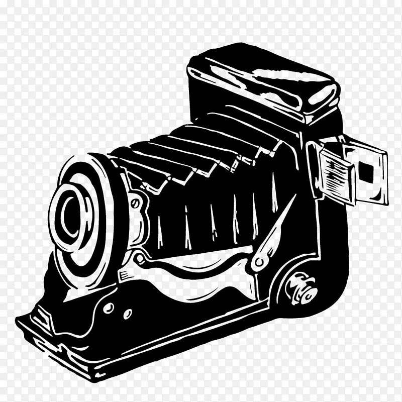 黑白相机黑白手绘老式相机背景图像