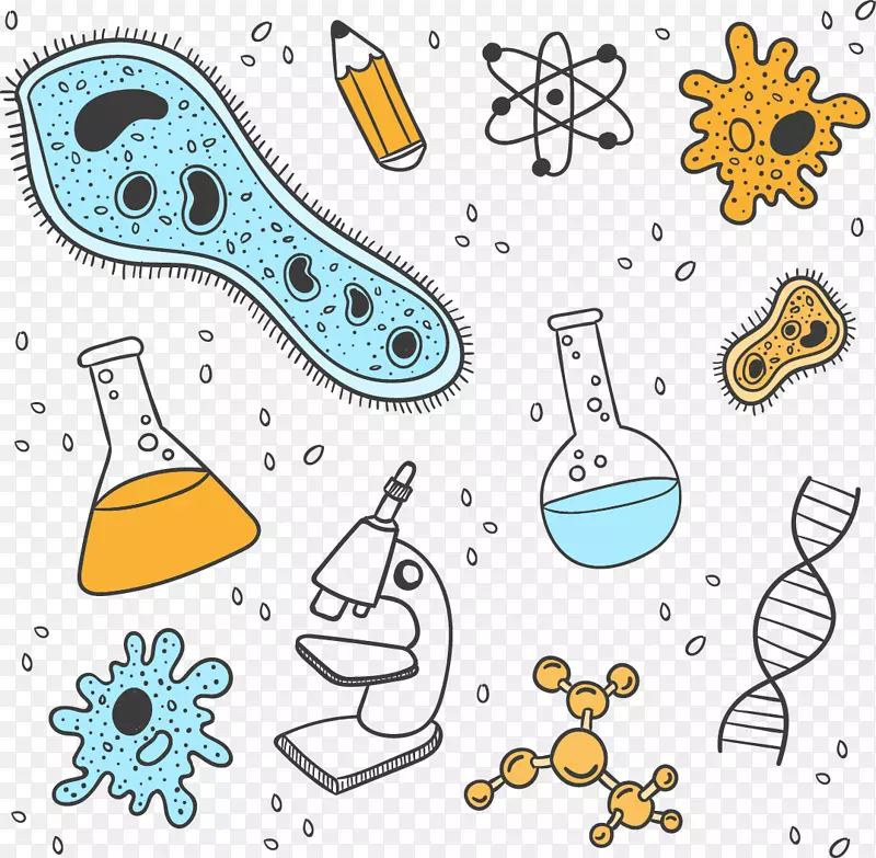 生物科学实验室化学手绘化学元素