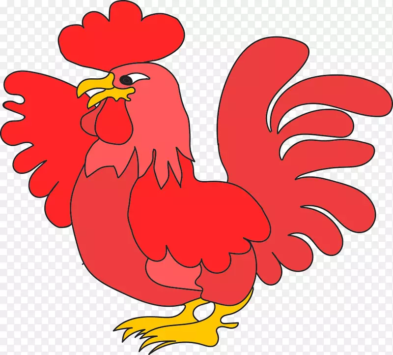 鸡卡通剪辑艺术-红色卡通鸡