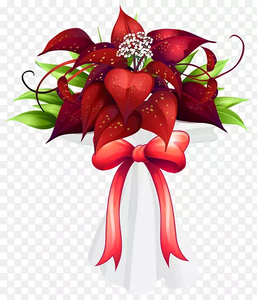 花束设计剪贴画-红色圣诞花束