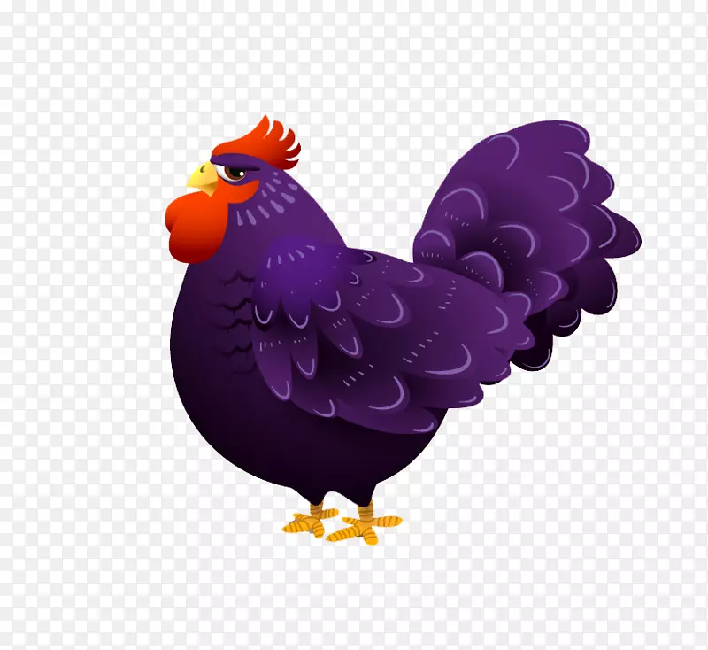 鸡肉-紫色卡通鸡