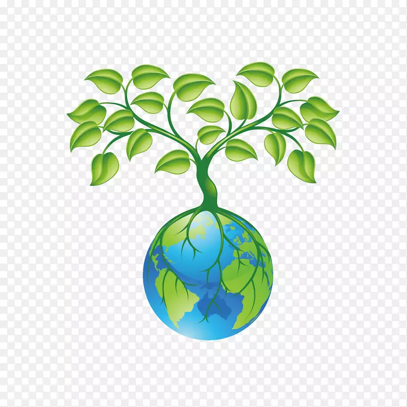 根植物剪贴画.地球和植物