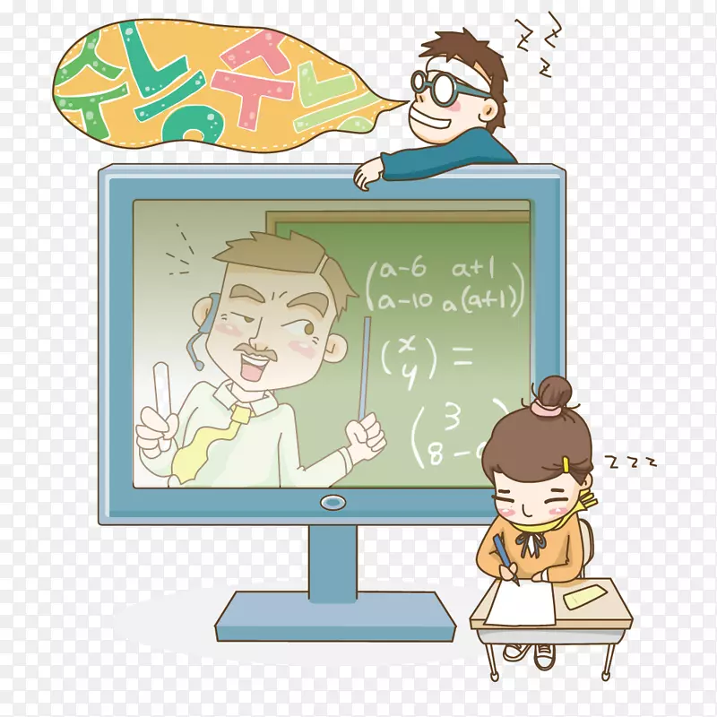 学习卡通插图-电视教室PNG图片素材下载_图片编号457940-PNG素材网