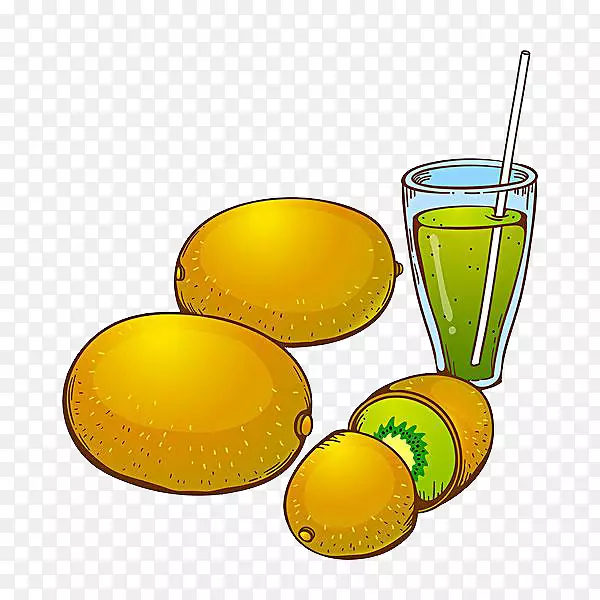 柠檬汁猕猴桃.手绘果汁