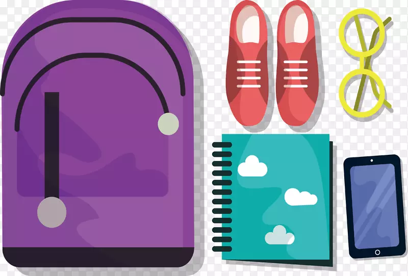 书包紫色图标-收拾你的书包去学校