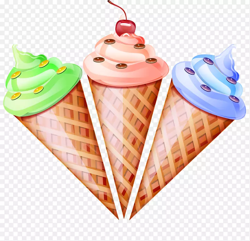 冰淇淋锥，华夫饼，雪锥，冰淇淋