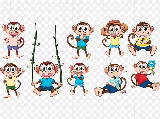 猿猴剪贴画-卡通猴子