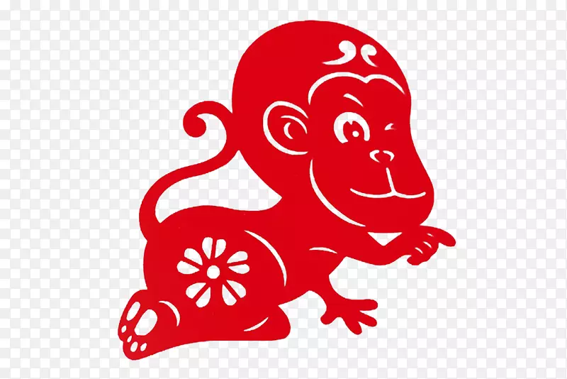 猴子新年剪纸插图-猴子十二生肖剪纸