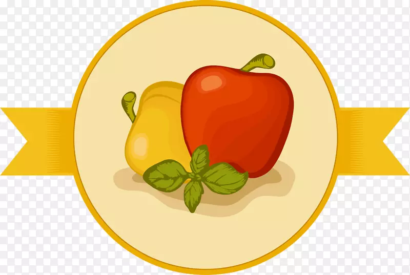 贝尔胡椒苹果食品-黄色新鲜苹果徽章