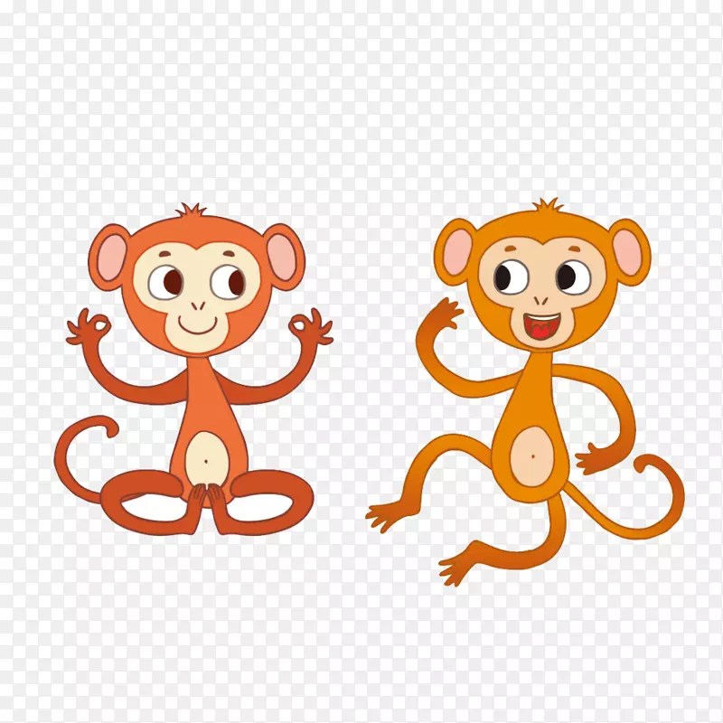 卡通海报插图-可爱活泼的猴子图标