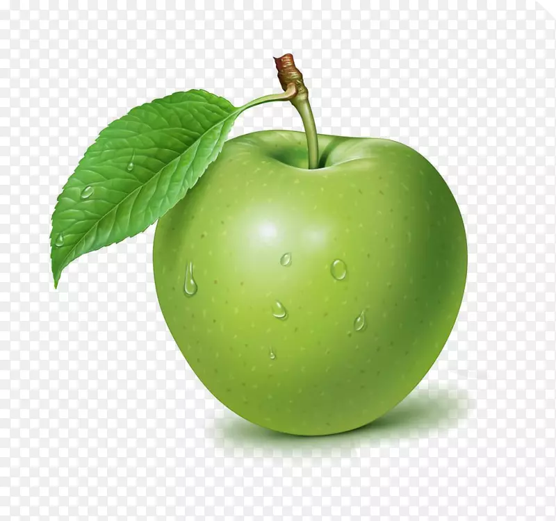 果汁苹果营养提取物-水果食品图标素描，美丽的绿色苹果