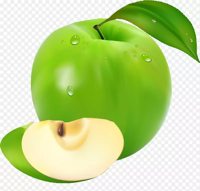 苹果水果图像文件格式剪贴画-春天新鲜绿色奇幻五颜六色的新鲜水果多汁绿色苹果片