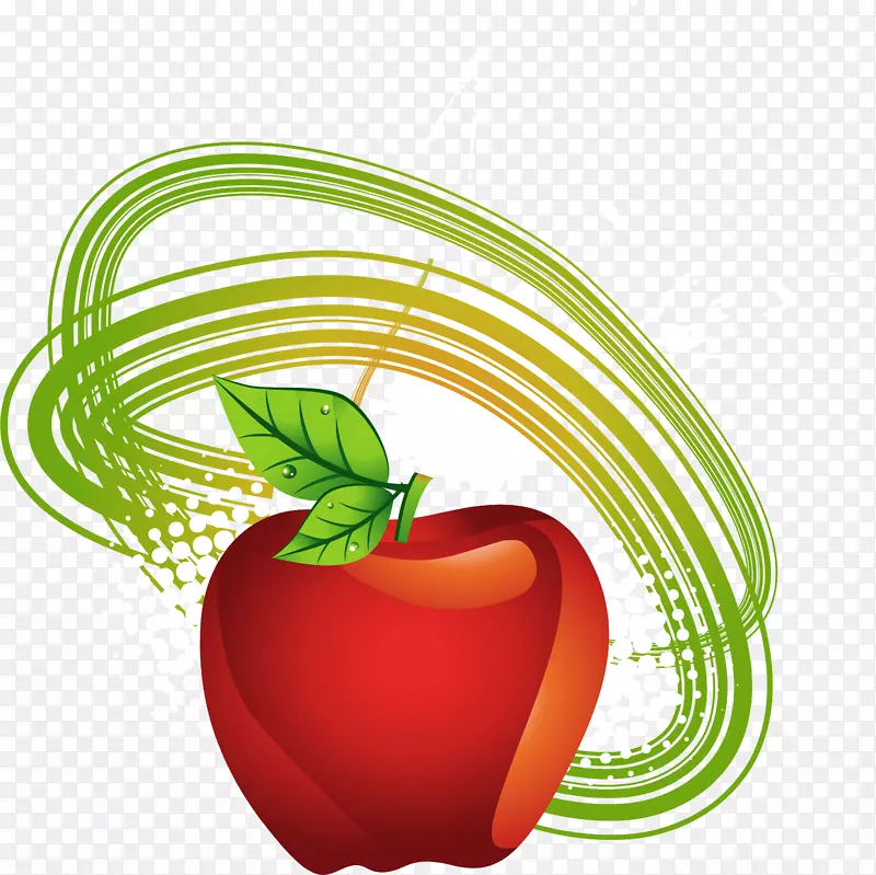 苹果插图-绿色条纹红苹果
