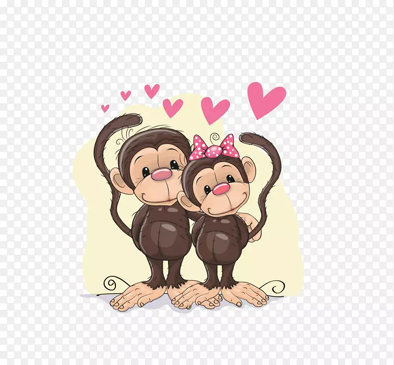 猴子动画剪贴画-两只爱猴子