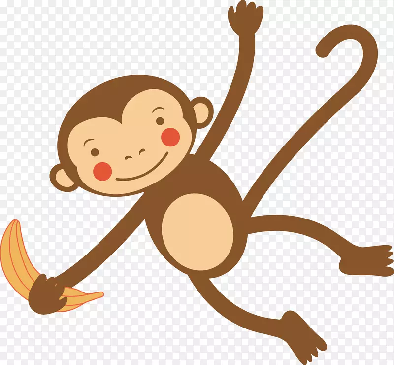 猴子卡通插图-卡通，字母，动物，明星