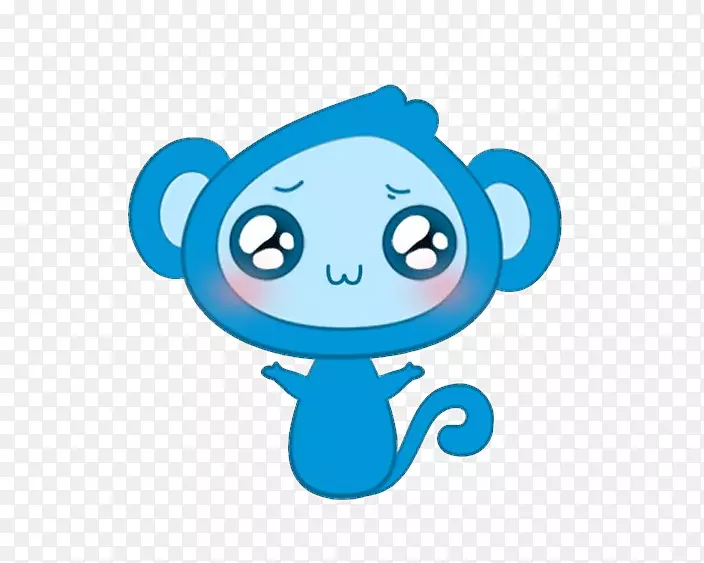 猿猴-可爱的蓝色小猴子