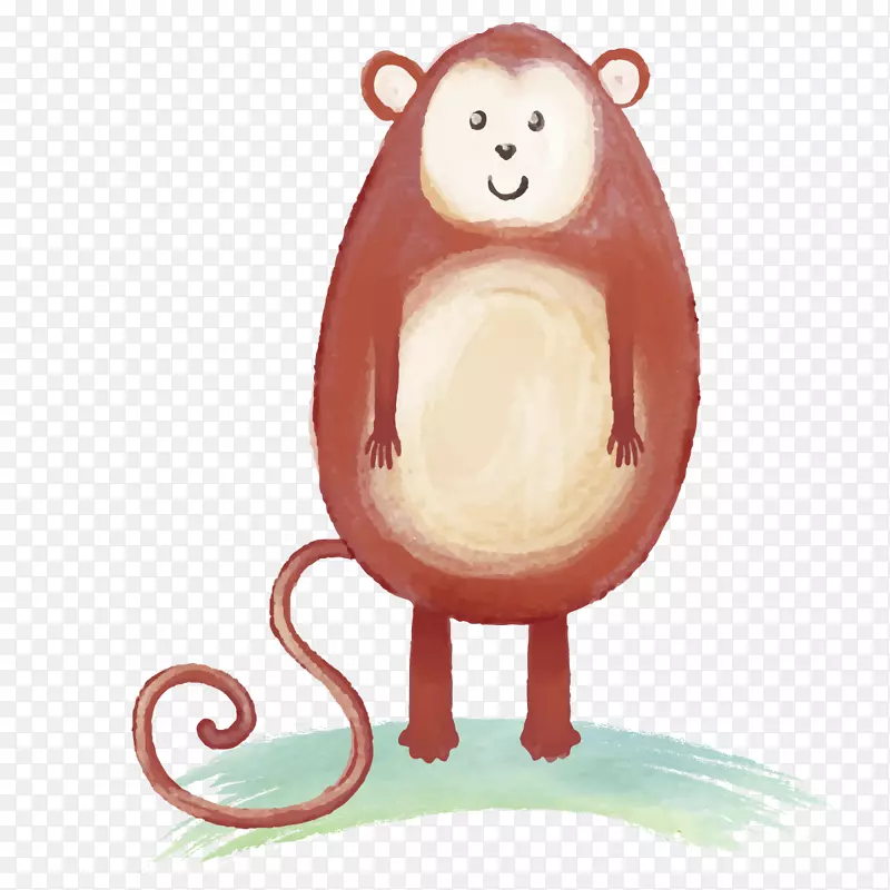 水彩画动物画猴