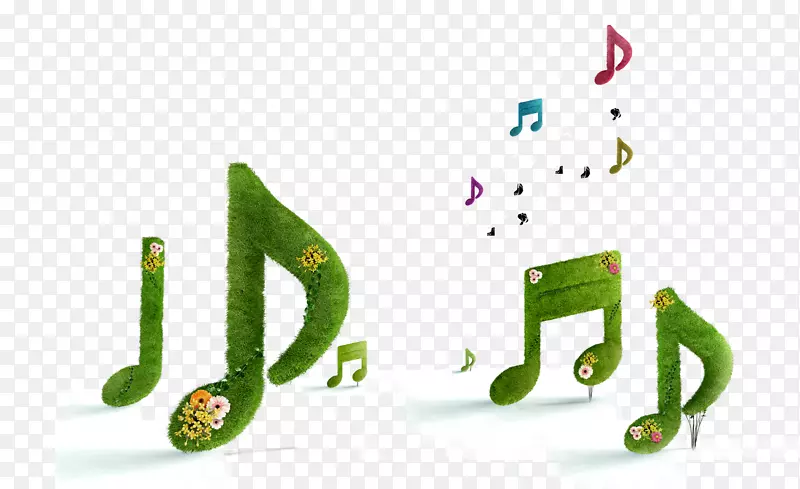 音乐音符-绿树装饰图案