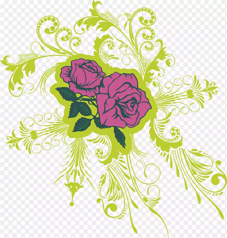 花卉设计图案-紫玫瑰