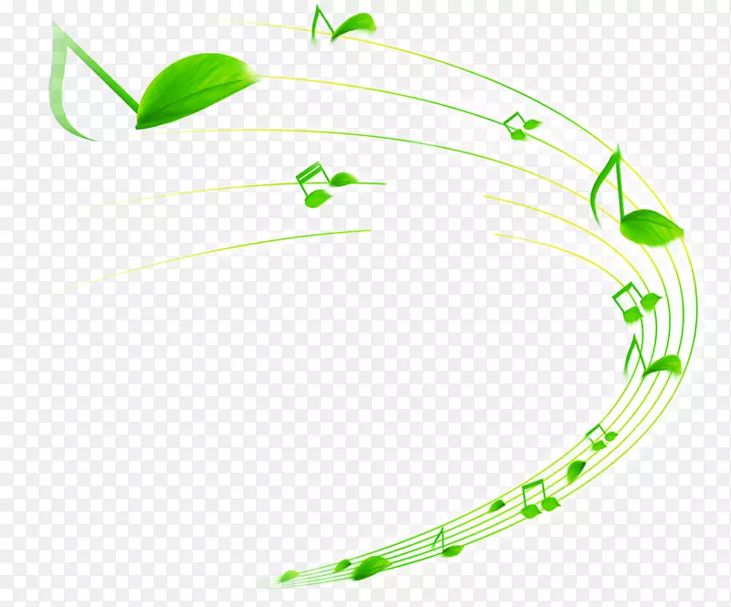 音乐音符绿色卡通-绿色小清新卡通音符效果